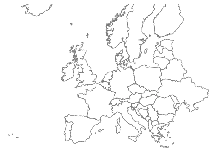 Outline of countries in Europe rendered by D3.js
