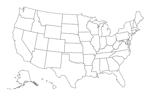Outline of states in the US rendered by D3.js