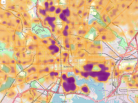 Heatmap of average property sales prices in Baltimore, MD
